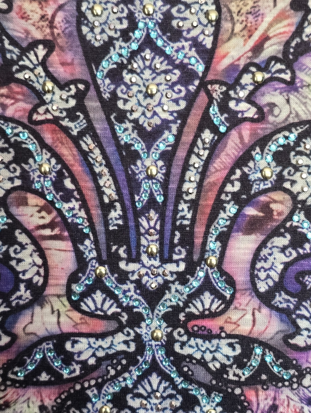 Daytrip Purple Ombre Y2k Fleur-de-Lis Scroll Tee - Picture 2 of 5